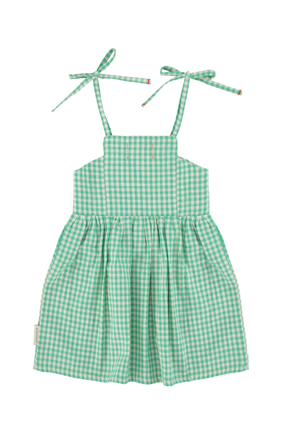 Piupiuchick SS26 - Kinderkleid - Bio-Baumwolle - Grün & Weiß Kariert