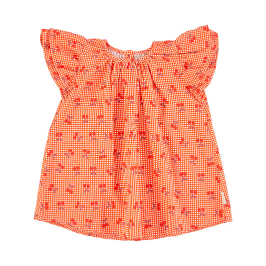 Piupiuchick - Short Dress Red & White Checkered Cherries SS25