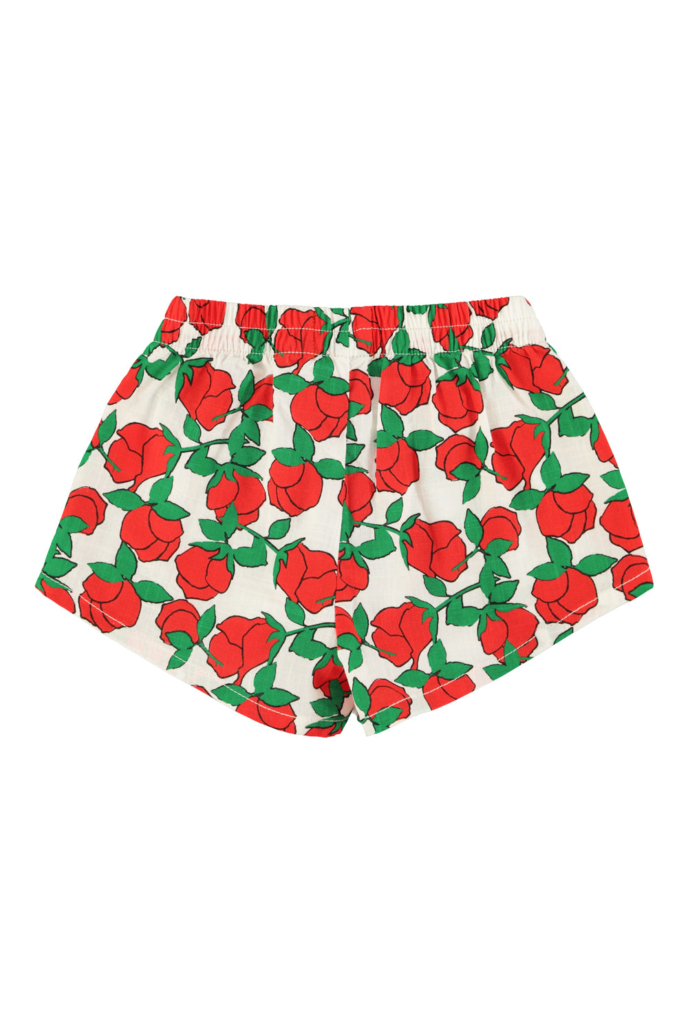 Piupiuchick SS26 - Kurze Hose für Kinder - Baumwolle - Weiß mit roten Rosen