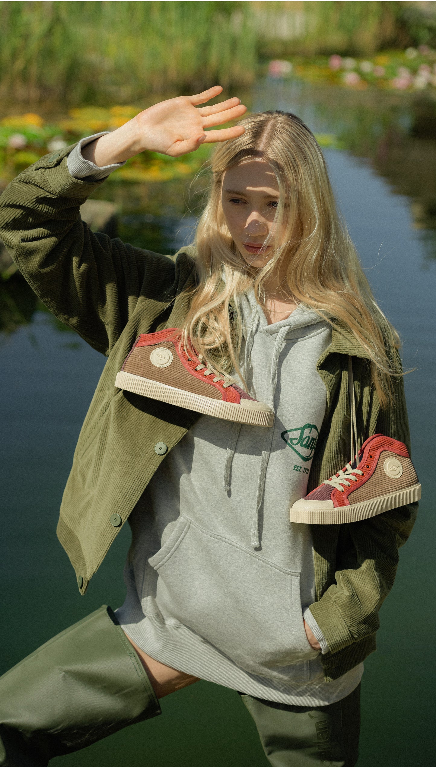 Sanjo K100 Bombazine Brown Tricolor - Retro Sneaker