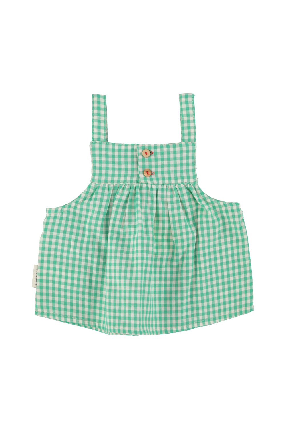Piupiuchick SS26 - Kinder Top mit Trägern - Bio-Baumwolle - Grün Weiß Kariert